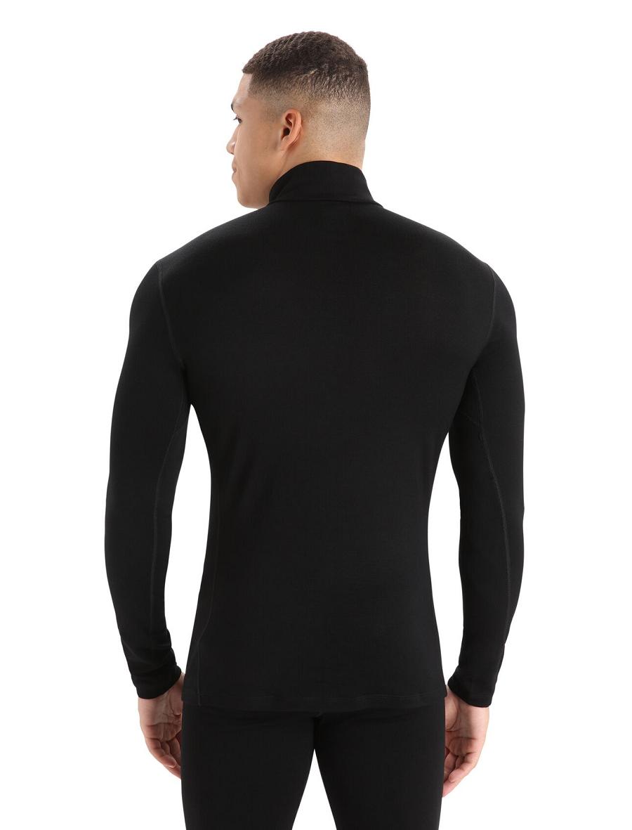 Black Men's Icebreaker Merino 260 Tech Long Sleeve Half Zip Thermal Top Base Layers | USA 1387UZGT